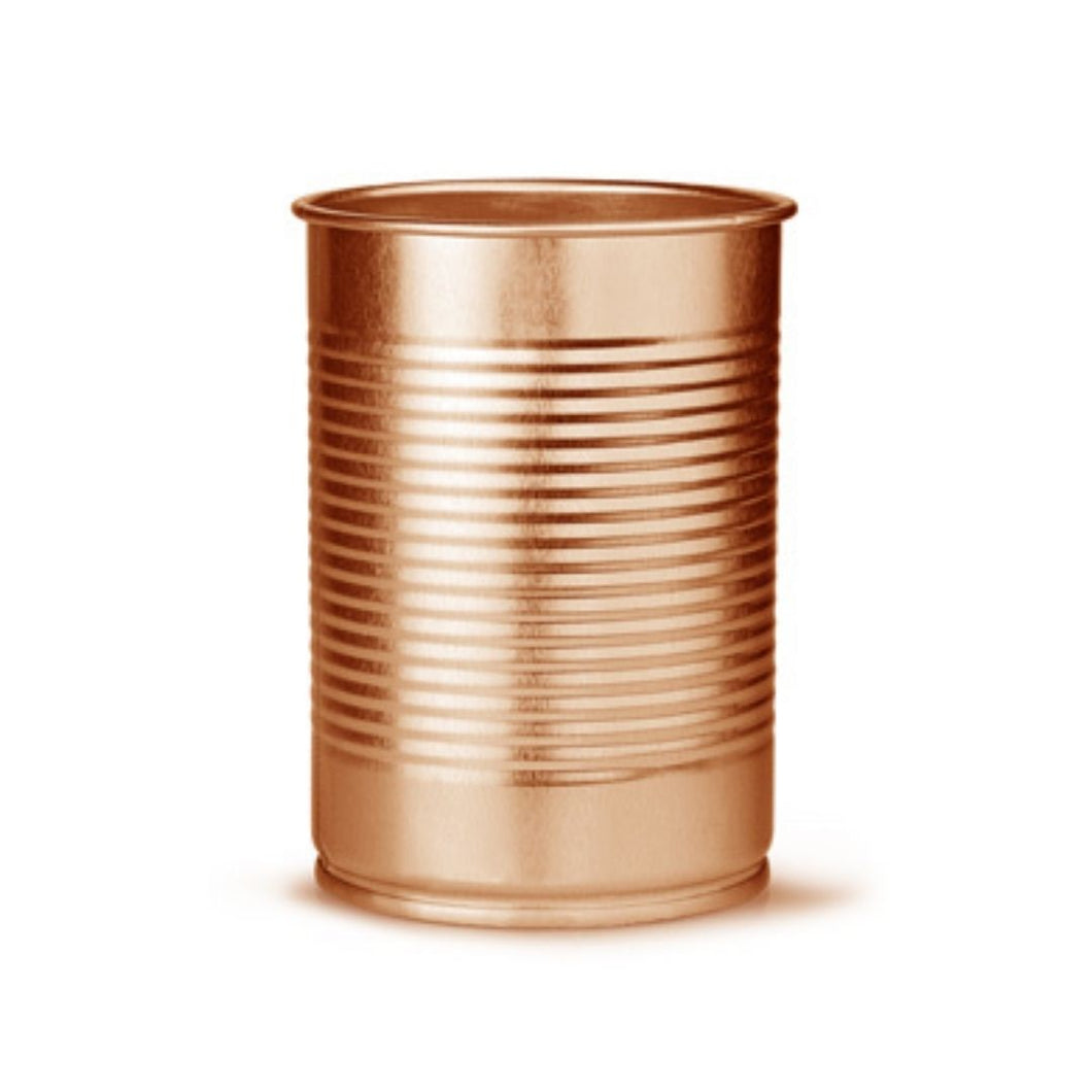 Copper effect tin can cocktail cup.